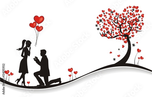 verliebtes Paar bei einem Heiratsantrag