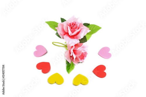 heart red with  rose pink on white background  valentine day con