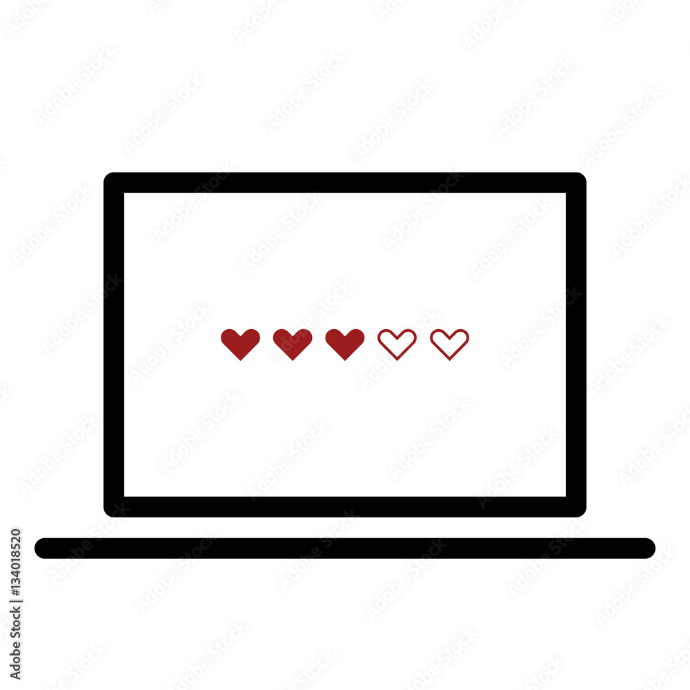 Hearts icon - Flat design, glyph style icon - Colored enclosed in a computer Hearts icon - Flat design, glyph style icon - Colored enclosed in a computer