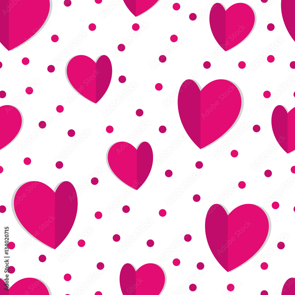 Seamless background of hearts and dots