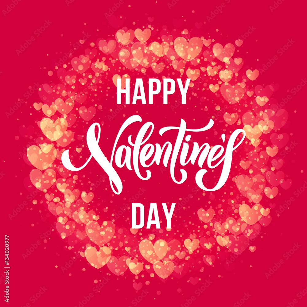 Happy Valentine day golden hearts pattern greeting card Happy Valentine day golden hearts pattern greeting card