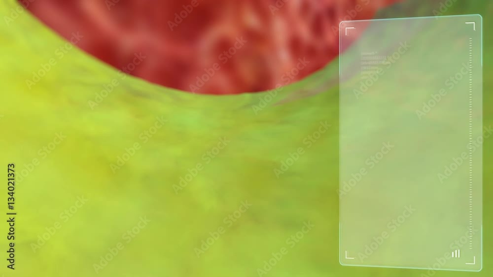 3D animation of the action mechanism of antacid tablet, 4K Ultra HD. An