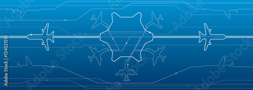 Abstract airport white lines composition, transportation background, vector design aviation wallpaper