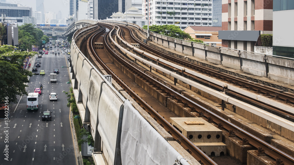 Railroad of BTS sky train in Thailand Railroad of BTS sky train in Thailand