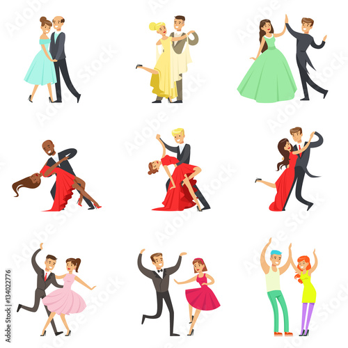 Professional Dancer Couple Dancing Tango, Waltz And Other Dances On Dancing Contest Dancefloor Collection