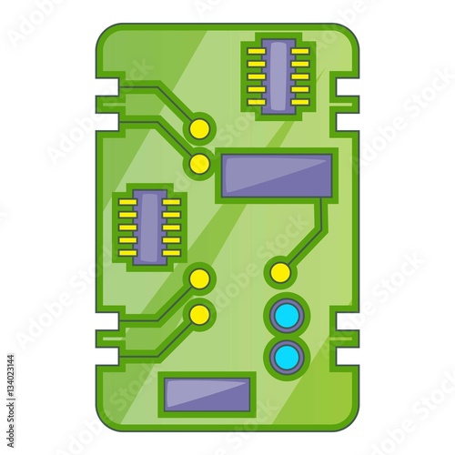 Phone circuit board icon, cartoon style