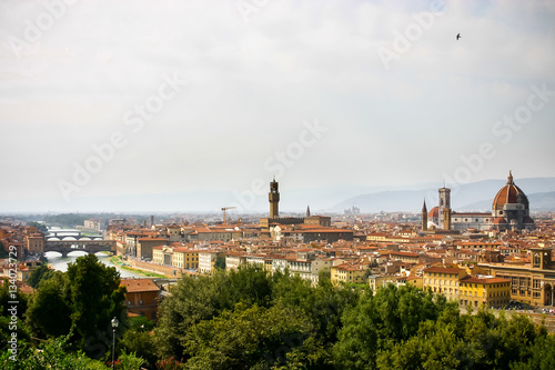 View of the historic part of Florence in the late afternoon time.
