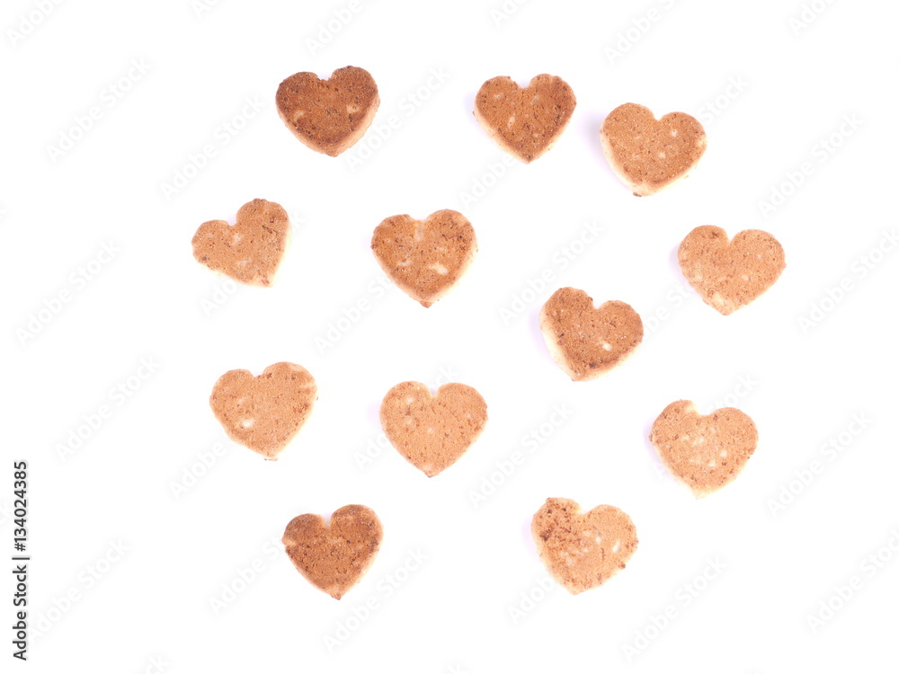 Cookies in the form of hearts on a white background Cookies in the form of hearts on a white background