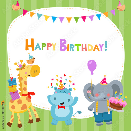 Cute Birthday Card With Animals