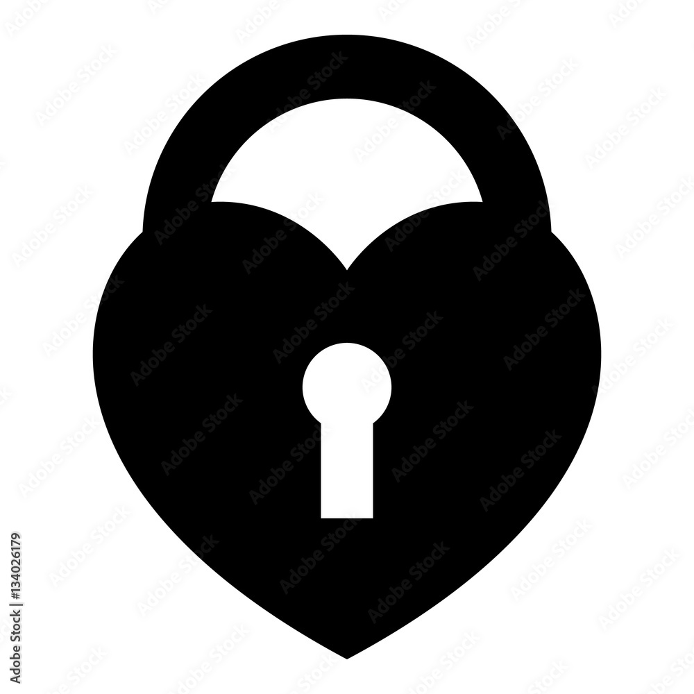 Heart lock icon, simple style Heart lock icon, simple style