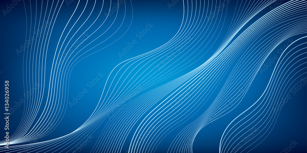Waves of white lines, blue mesh background, abstract wallpaper, vector design Waves of white lines, blue mesh background, abstract wallpaper, vector design