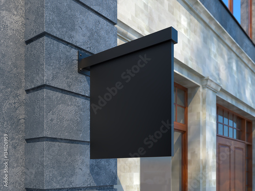 Hanging wall sign mockup, billboard, stock image, 3d rendering