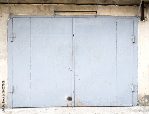 old metal warehouse door, hangar, high resolution photo 