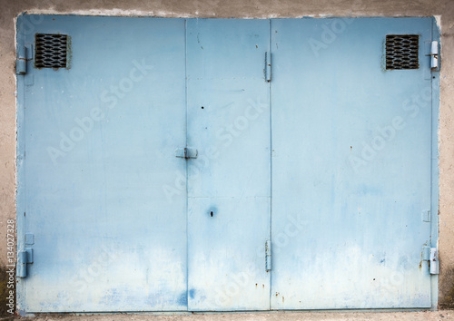 old metal warehouse door, hangar, high resolution photo 