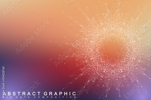 Big data complex. Graphic abstract background communication. Perspective backdrop of depth. Minimal array with compounds lines and dots. Digital data visualization. Vector illustration.