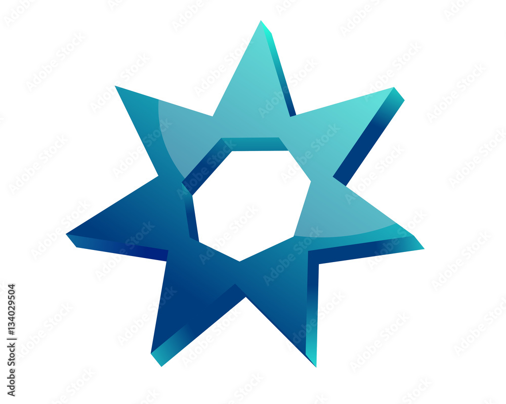 Obraz premium 3D blue star with seven extremity