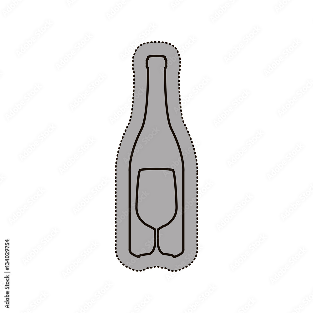 sticker shading bottle wine and goblet vector illustration sticker shading bottle wine and goblet vector illustration