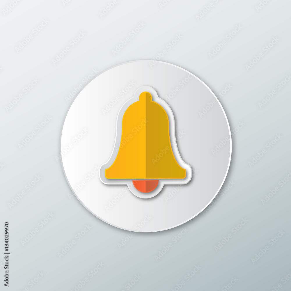 Notification Icon, bells, in a flat style with shadow on a white background Notification Icon, bells, in a flat style with shadow on a white background