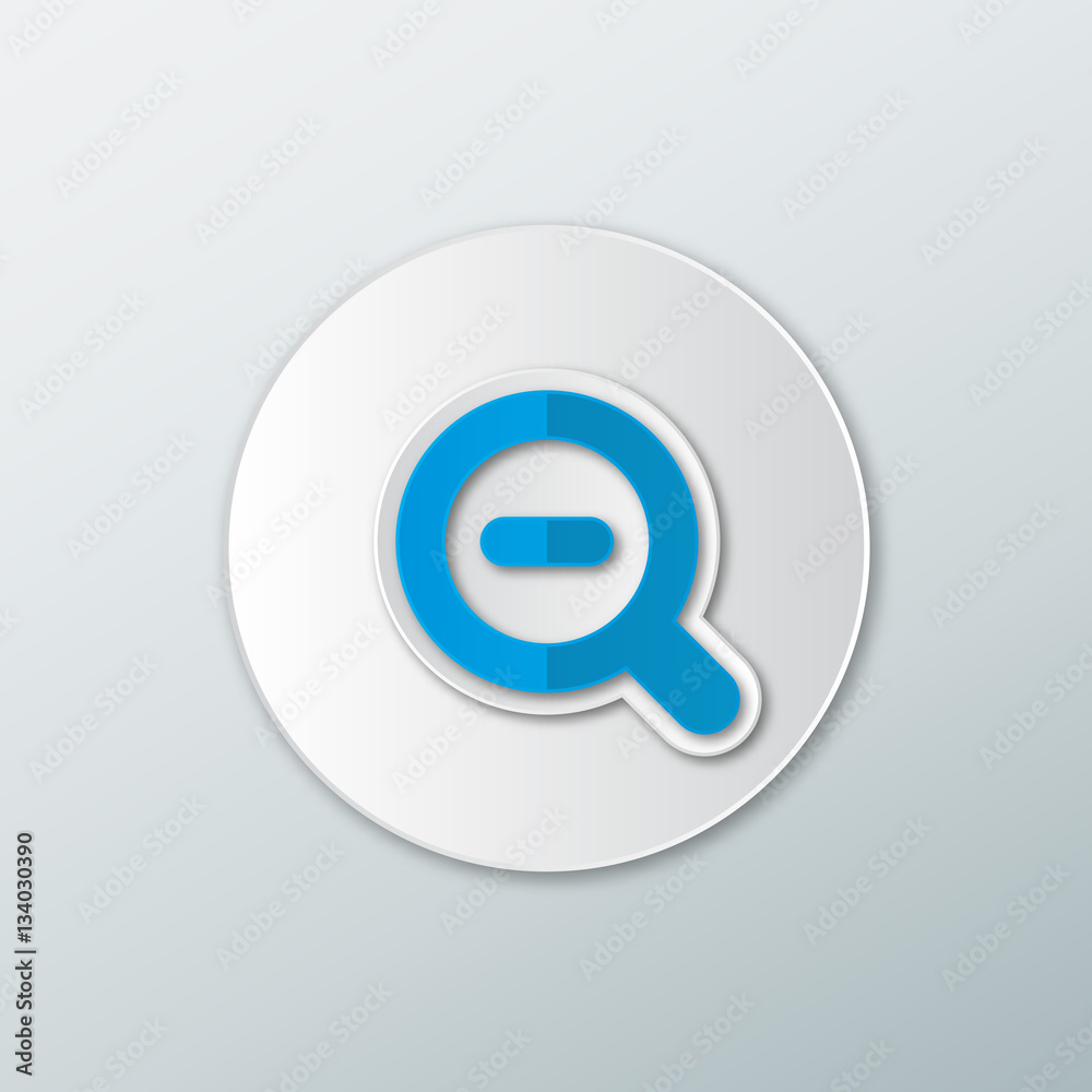 Blue minus icon in a flat style with shadow on a white background Blue minus icon in a flat style with shadow on a white background