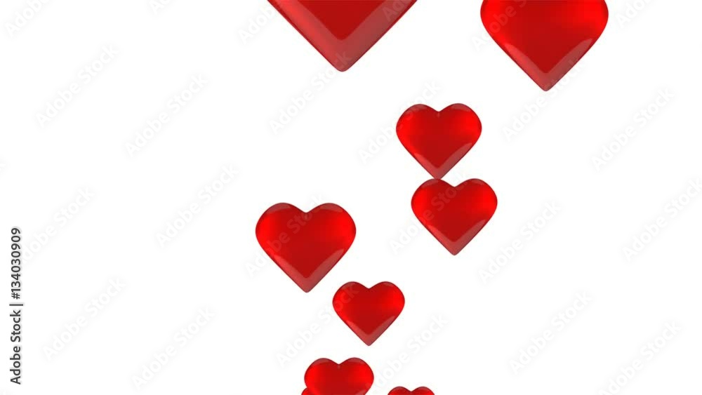 Flying love red hearts on white background with alpha matte.Valentine's Day Background Loopable. Flying love red hearts on white background with alpha matte.Valentine's Day Background Loopable.