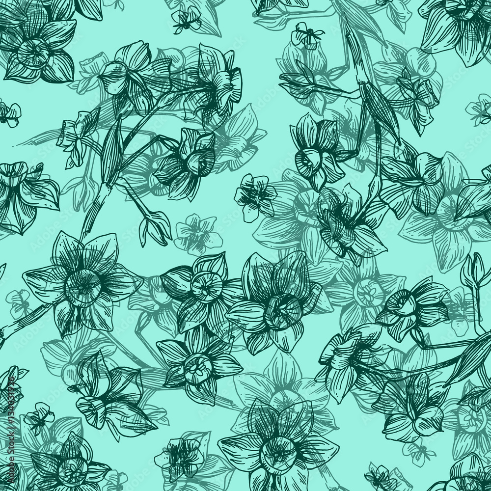 Fototapeta premium Hand drawn vector seamless pattern.