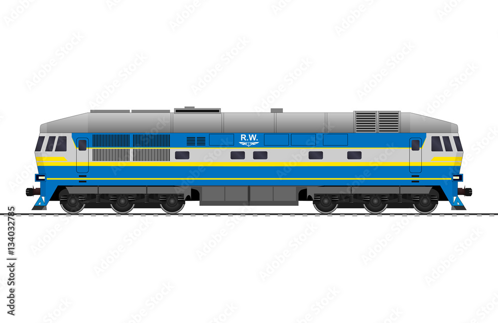 Locomotive. Mainline locomotive. Diesel. Railway train. vector