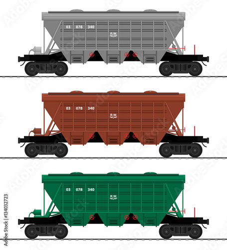 Hopper car. Cargo train cars. Railway carriage. vector. set.