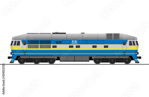 Locomotive. Mainline locomotive. Diesel. Railway train. vector