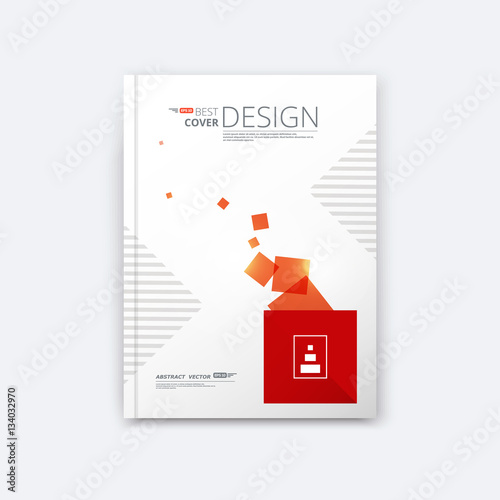 Abstract composition, quadrate texture, red colored square part construction, white a4 brochure title sheet, creative tetragon figure icon, logo label surface, banner display form, flyer fiber, EPS 10