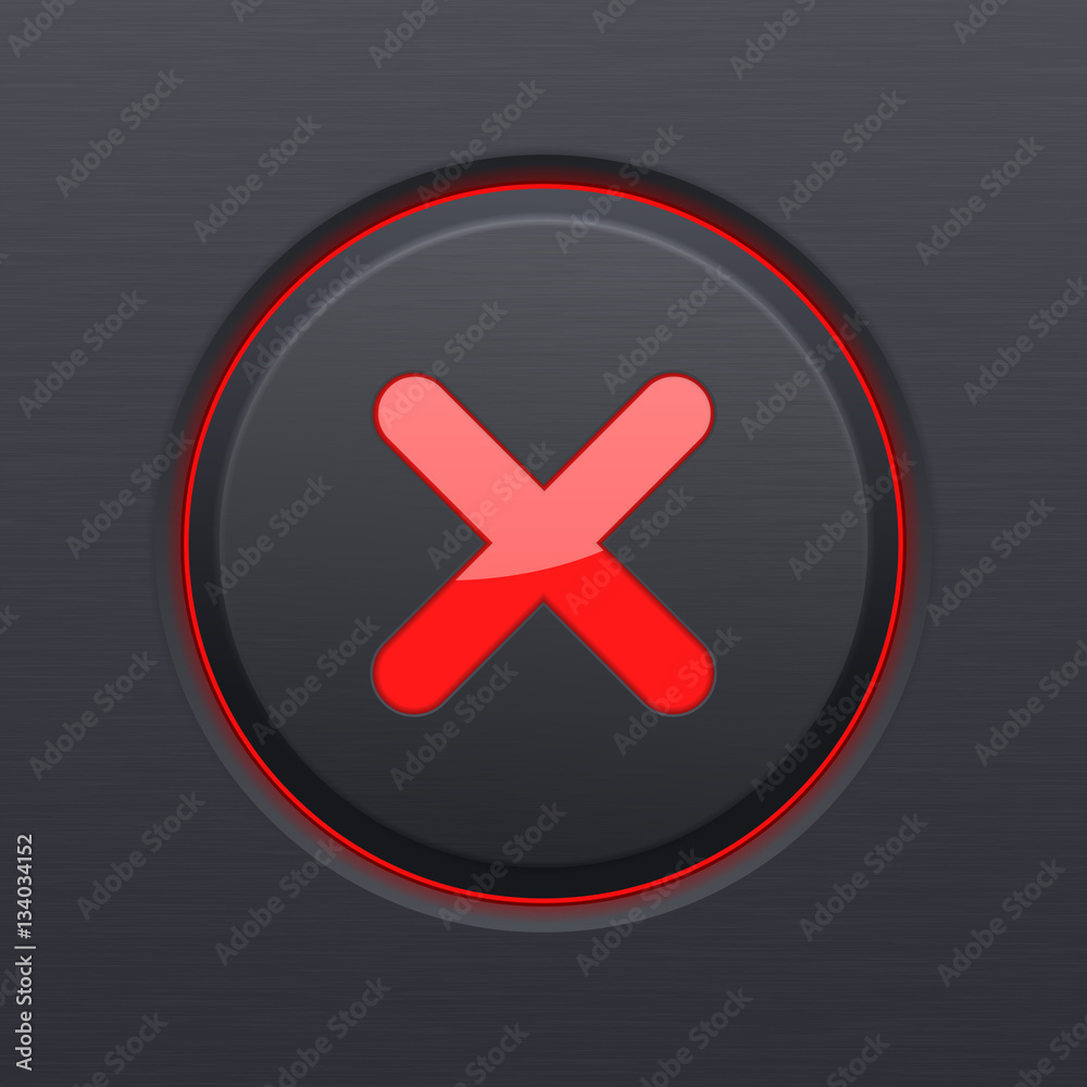 Fototapeta premium Black Cancel button with red cross