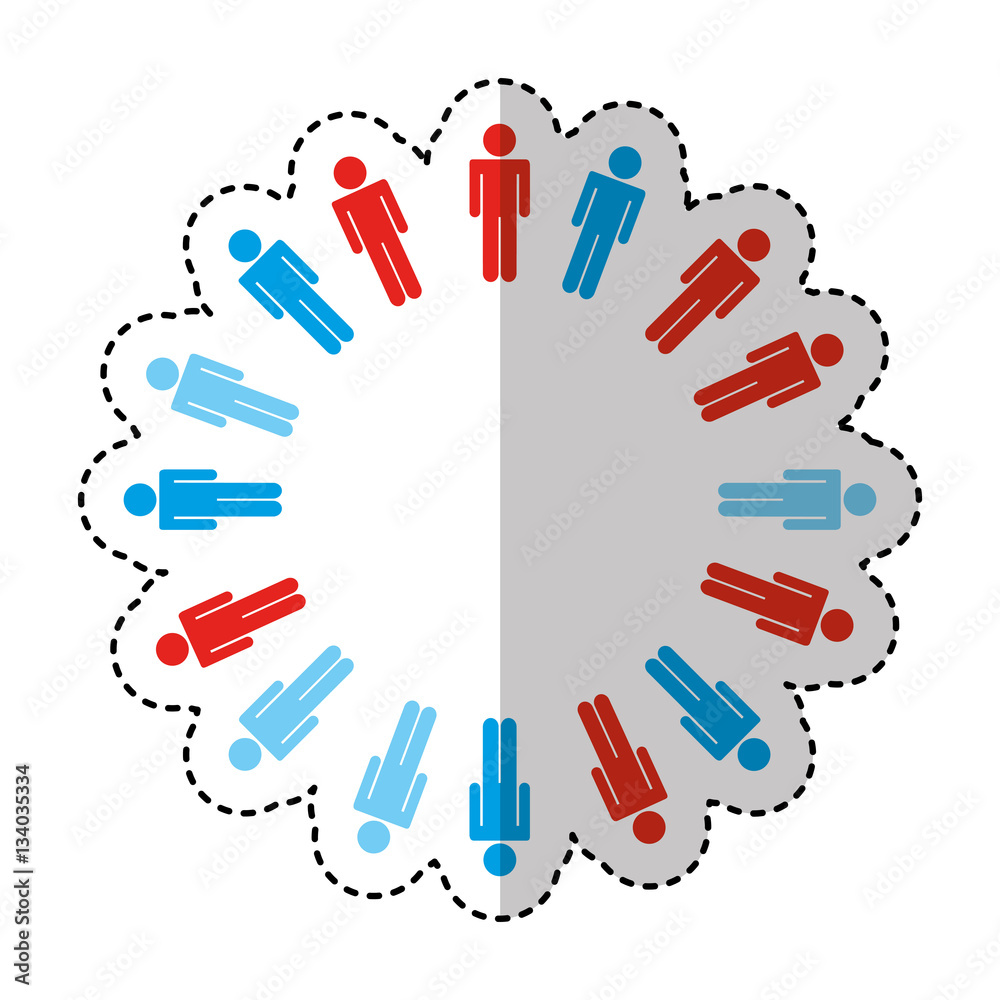 Fototapeta premium people silhouette teamwork emblem vector illustration design