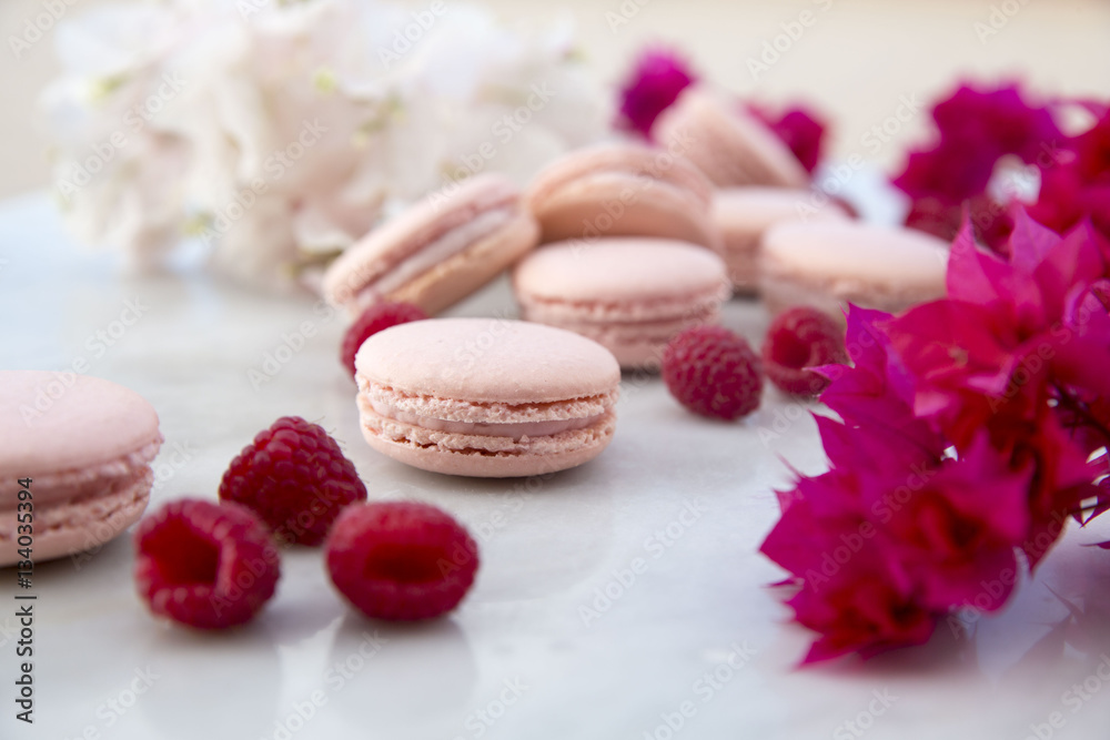 Delicious pink biscuits macaroons Delicious pink biscuits macaroons