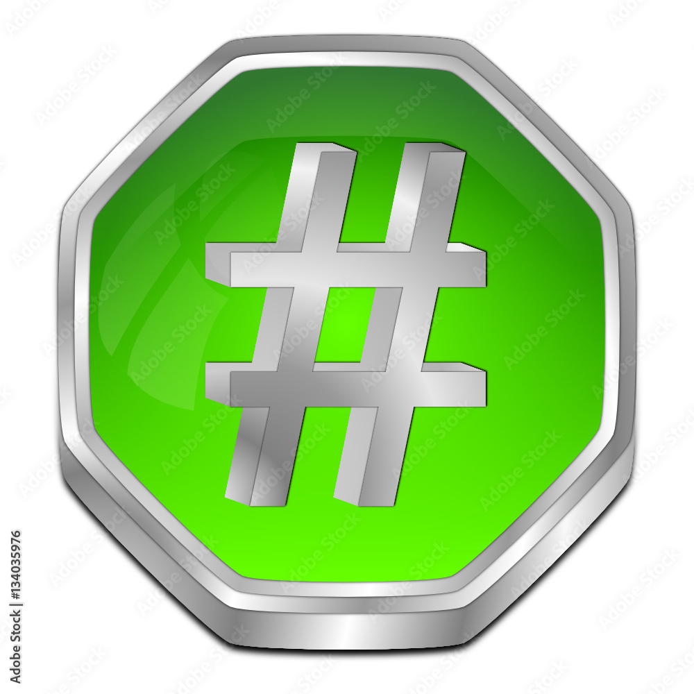 Fototapeta premium Hashtag Button - 3D illustration