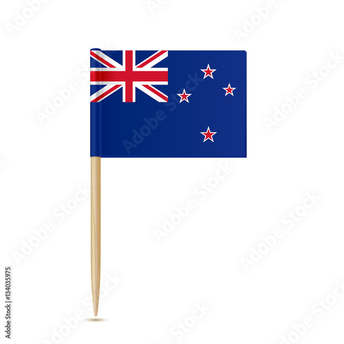 Flag of New Zealand toothpick on white background
