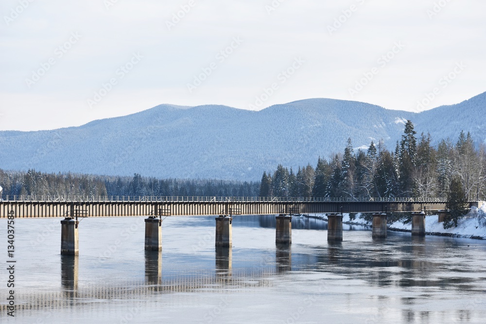 Train bridge over river - Clark Fork, Idaho.
