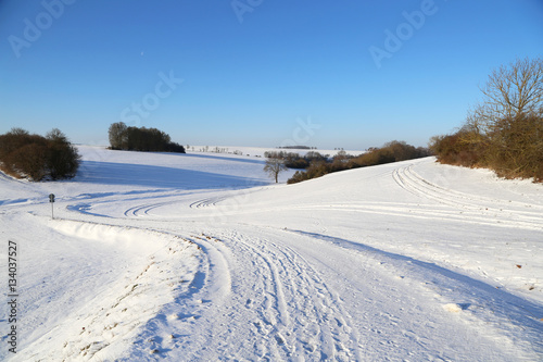Winter landscape with fields and meadows / Frosty Day © leomalsam