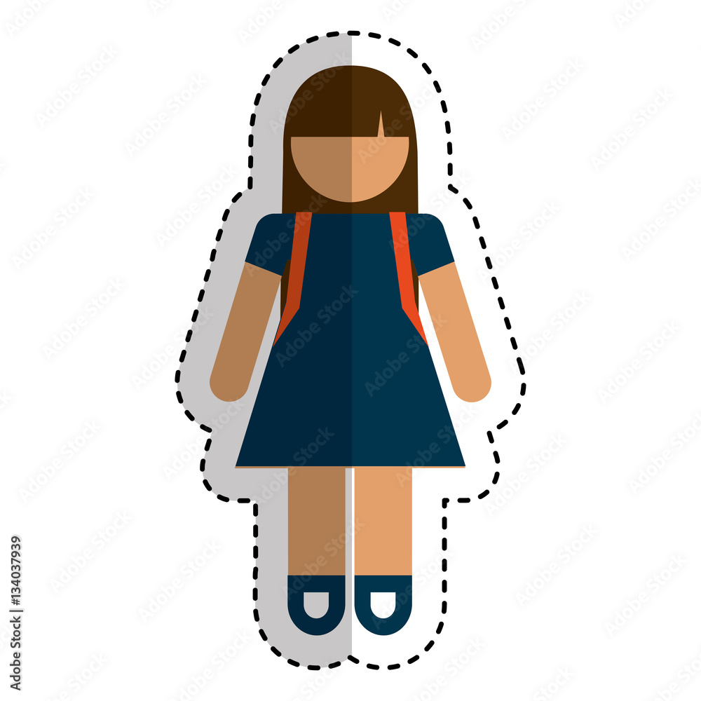 little girl student avatar vector illustration design