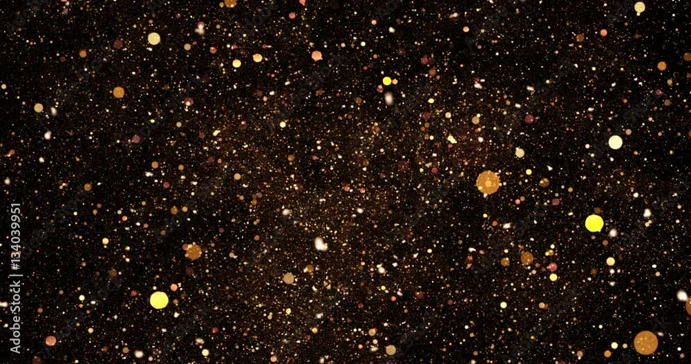 christmas glitter golden sparkle background with bokeh on black, gold holiday festive event happy new year concept