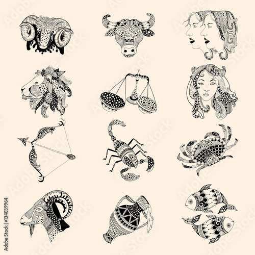 Horoscope collection of signs - doodle 