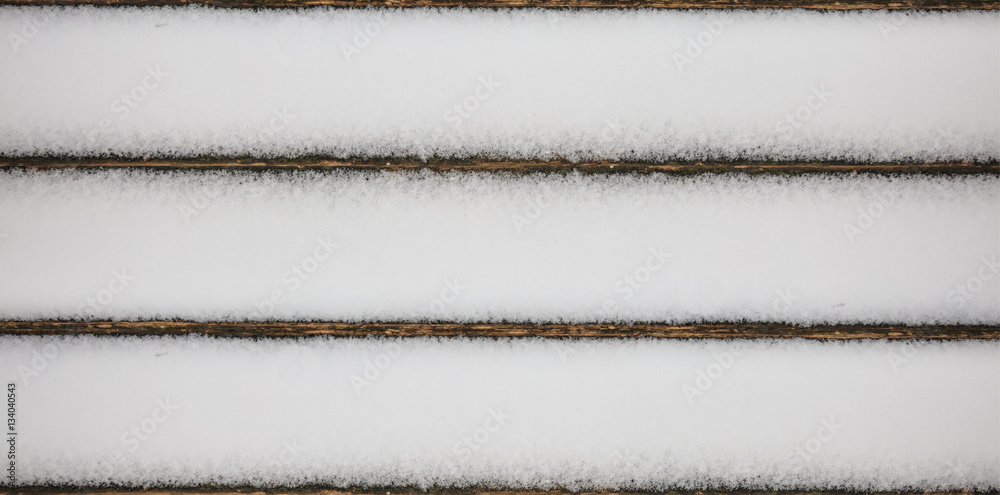 Snowy wooden planks background