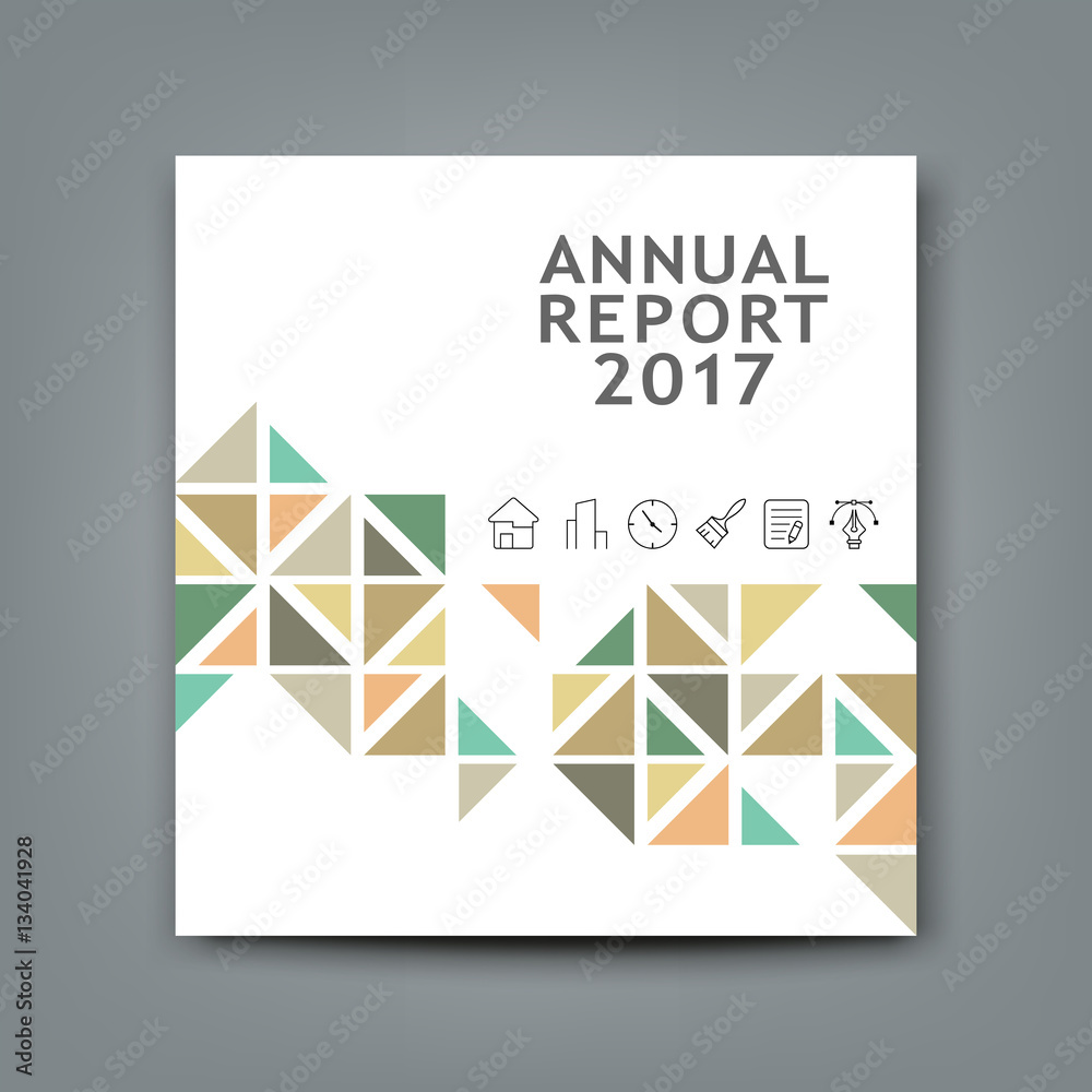 Cover new annual report colorful triangle design on white background vector illustration