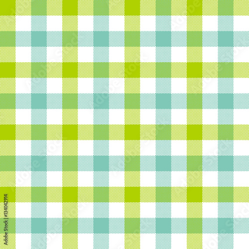 Green blue check tablecloth seamless pattern