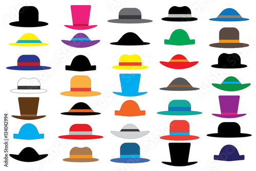 collection (set) of colored male and female hat (vector)