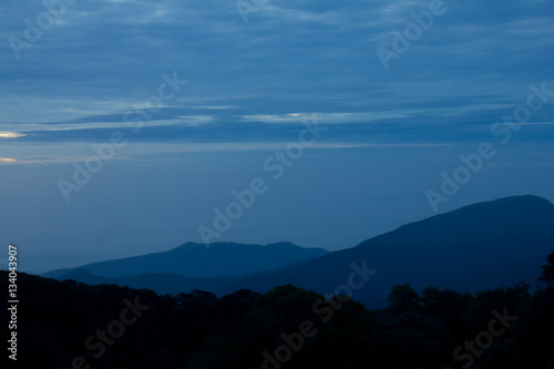 Beautiful views of Doi Inthanon view of hill mountain and sky in blue at Chiang Mai Northern of Thailand