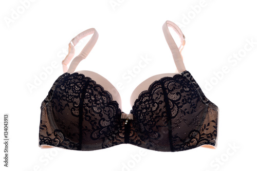 Wallpaper Mural black satin bra with lace, isolate Torontodigital.ca