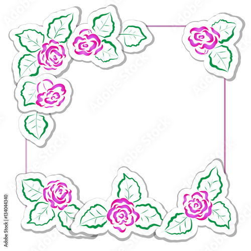 Cute vector frames for Valentine's Day and other holidays. Square labels for the text and border of roses.
