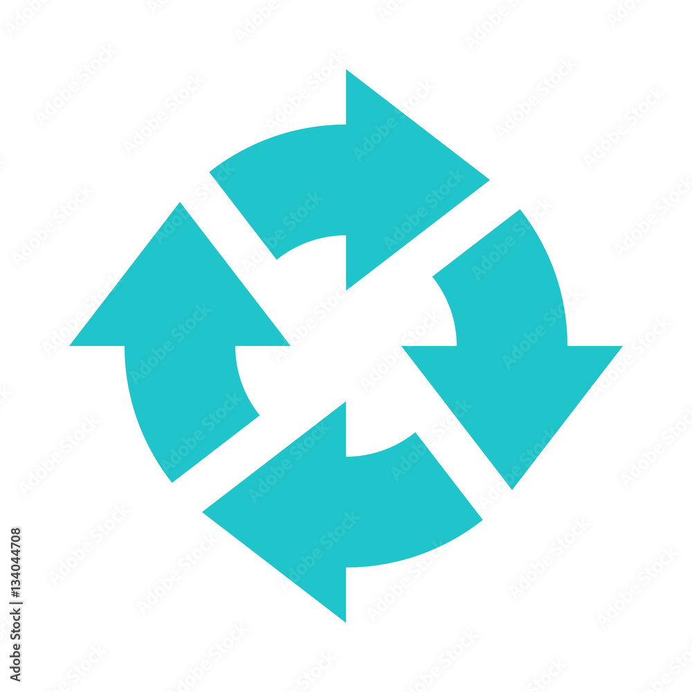 Fototapeta premium Arrow sign rotation icon reload button refresh symbol flat style