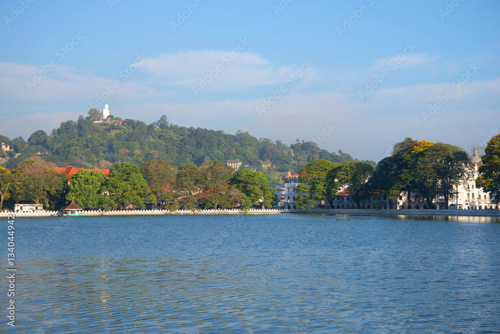 Panorama of the artificial lake of the city of Kandy in the solar morning. Sri Lanka Panorama of the artificial lake of the city of Kandy in the solar morning. Sri Lanka