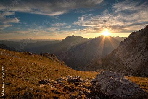 Sunset at Collado Jermoso. Picos de Europa.