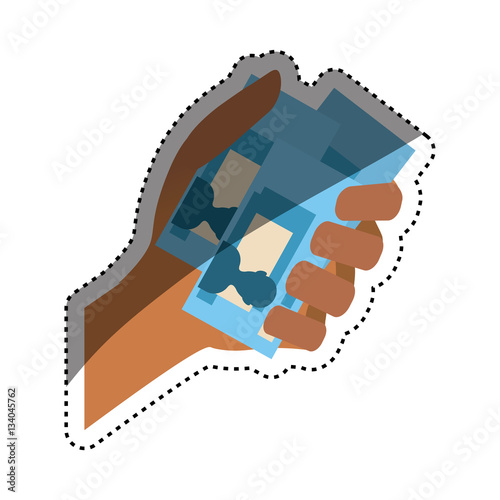 Billets in hand icon vector illustration graphic design